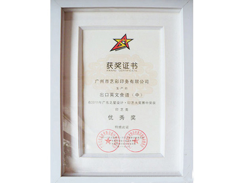 艺彩印务-荣获2011年度广东之星设计印艺大奖优秀奖